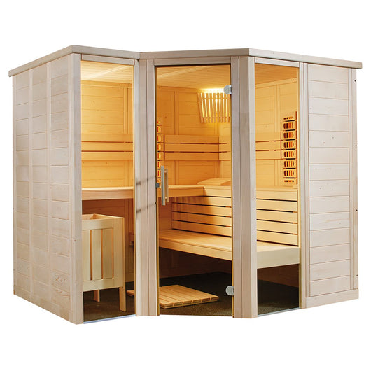 Sauna Arktis Infra+ com portas de vidro.