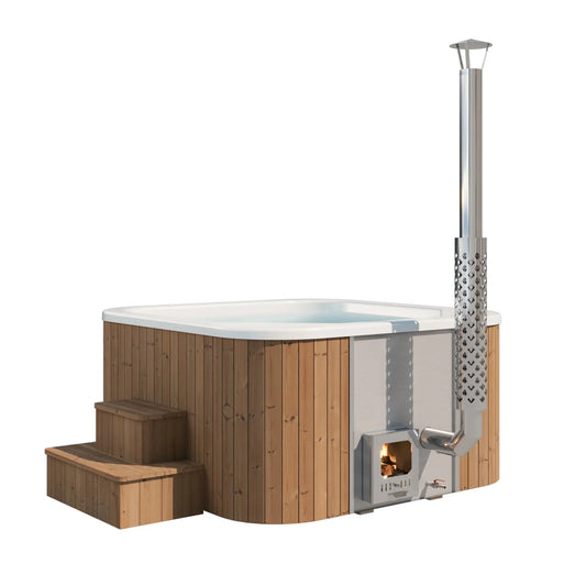 Jacuzzi Exterior Calypso 200 com aquecedor a lenha integrado.