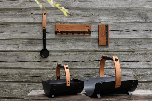 Harvia Legend Termômetro em madeira e metal preto.