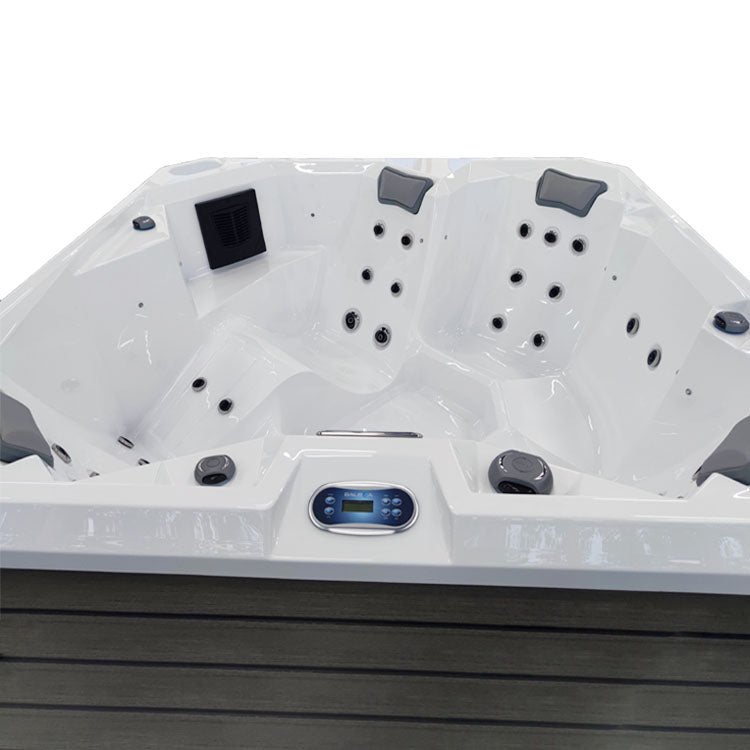 Jacuzzi Hydra 200 com painel digital e jatos pretos.