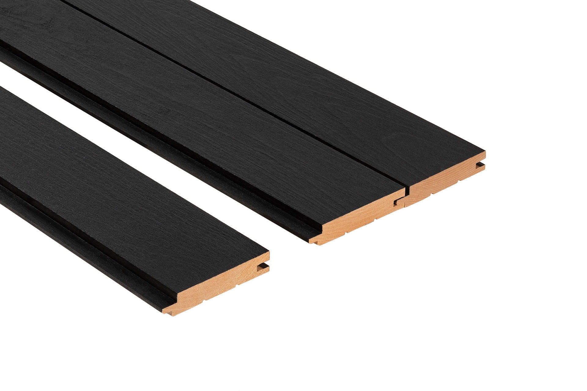 Painel de Sauna STS4 Brushed Black 15x140mm Amieiro (Alder) – Pacote de 6 peças - Saunamo
