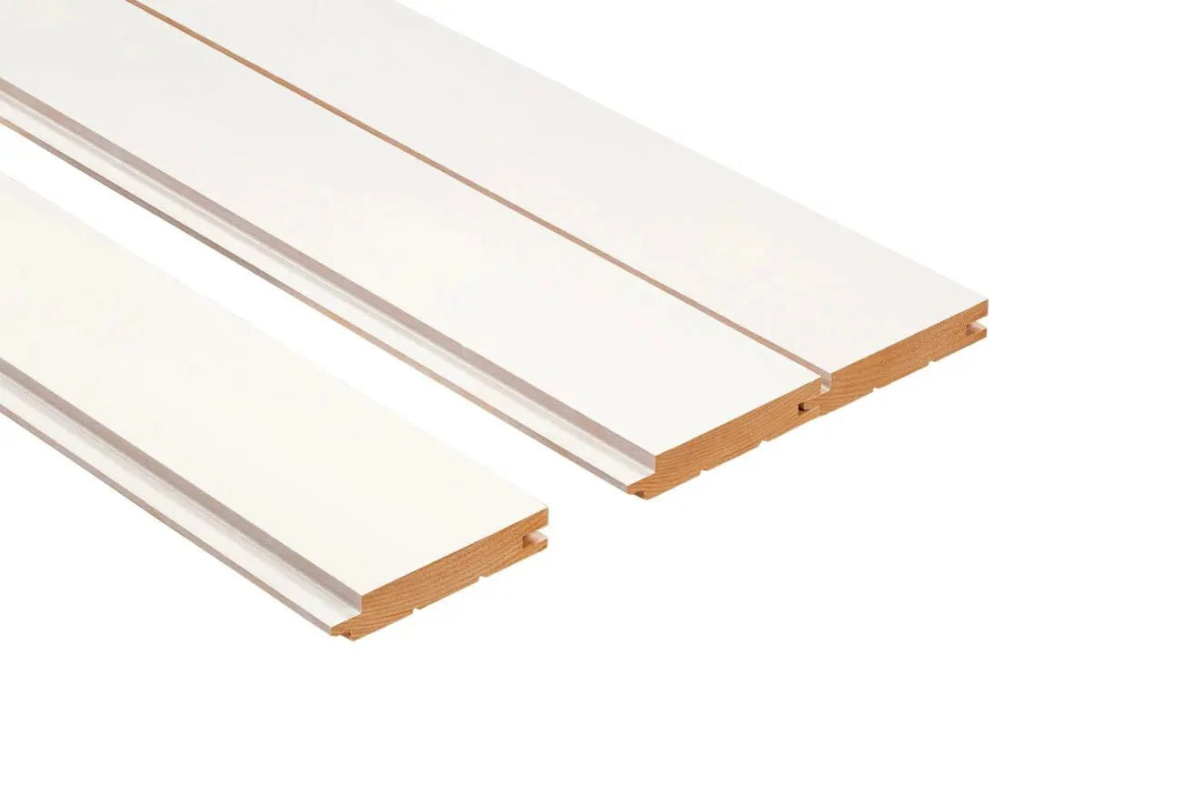 Painel de Sauna STS4 Brushed White 15x90mm Amieiro (Alder) – Pacote de 6 peças - Saunamo