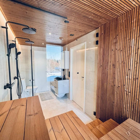 Painel SOLA 17x90mm (Pinho Termomodificado) - Pacote de 6 peças - Saunamo