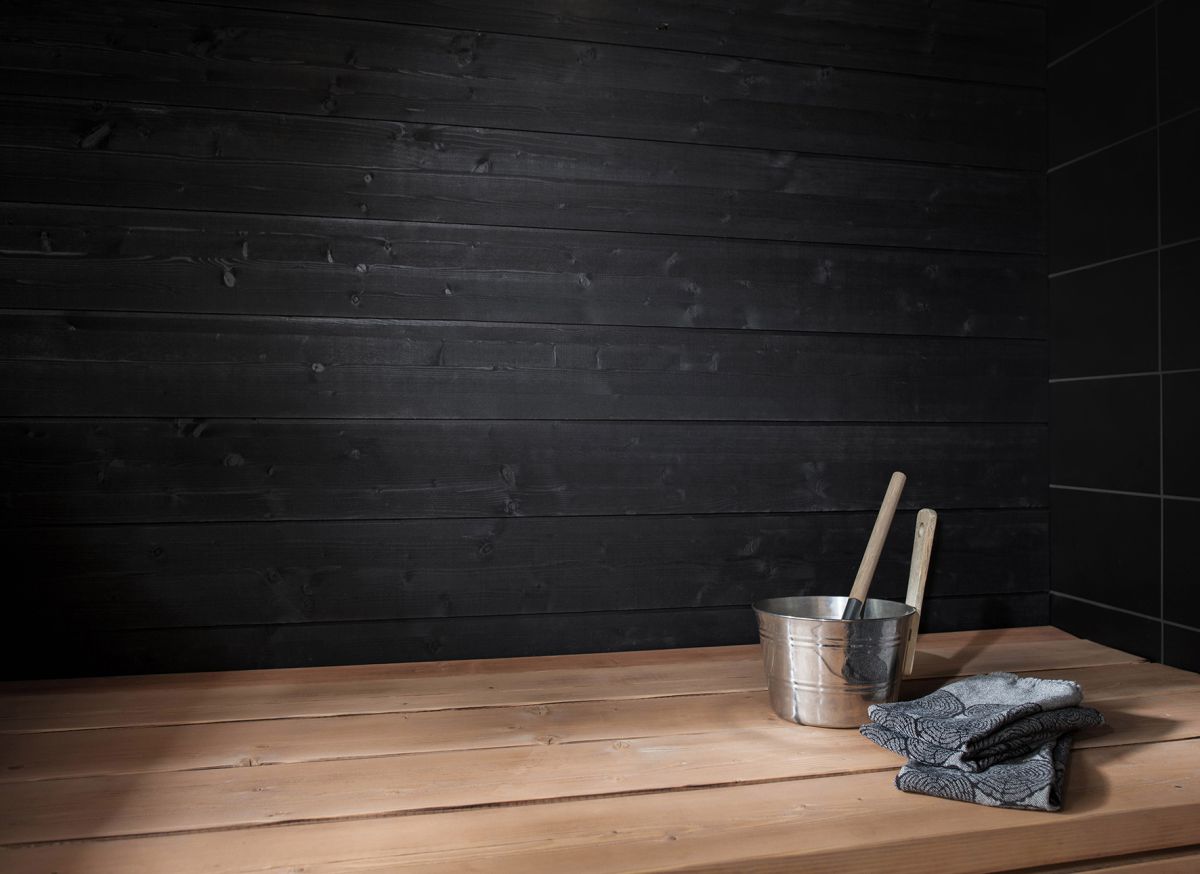 Painel STRUKTUURI 15x176mm (Abeto - Preto) - Pacote de 5 peças - Saunamo