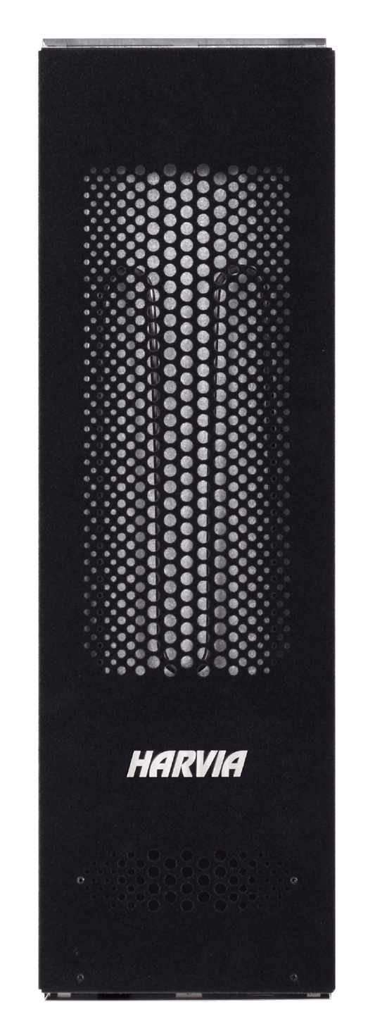 Radiador de infravermelhos Harvia Basic 400 W com superfície metálica perfurada.