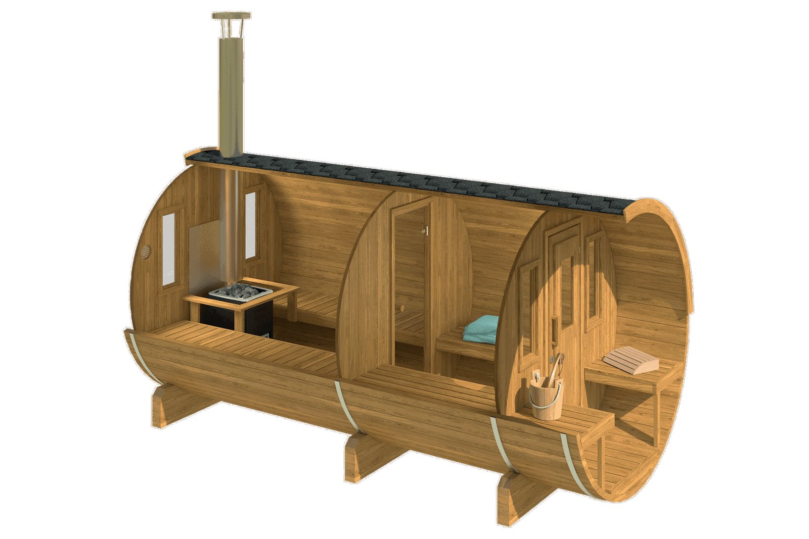 Sauna Barrel 400 em madeira, design barril.