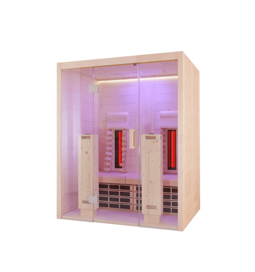 Sauna de Infravermelhos Vitamy com portas de vidro.