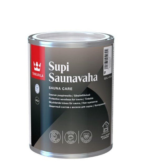 Cera Tikkurila Sauna Wax 0.9L para tratamento de madeira.