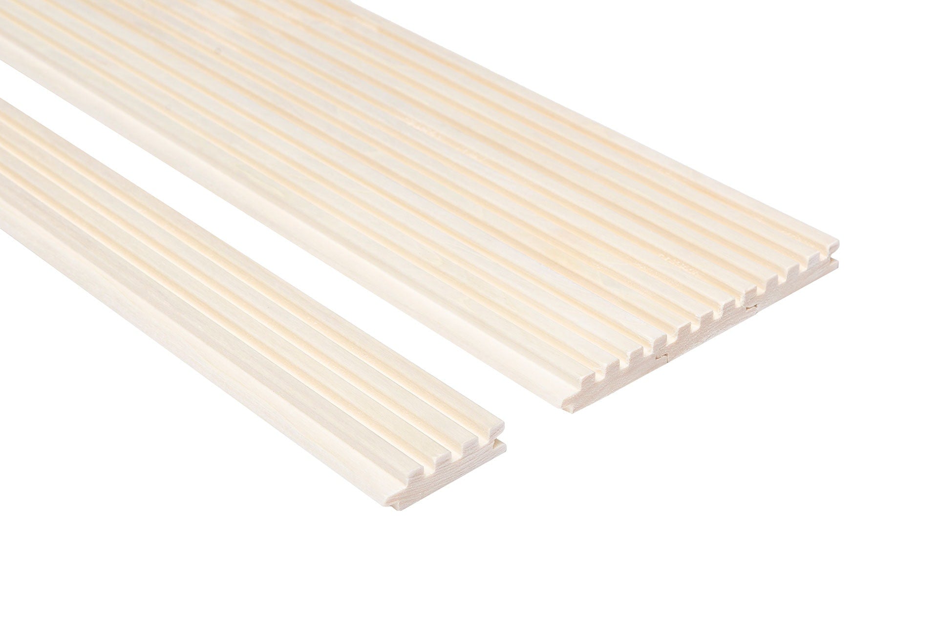 Painel de Sauna Kyte-s 15x60mm Álamo close-up.