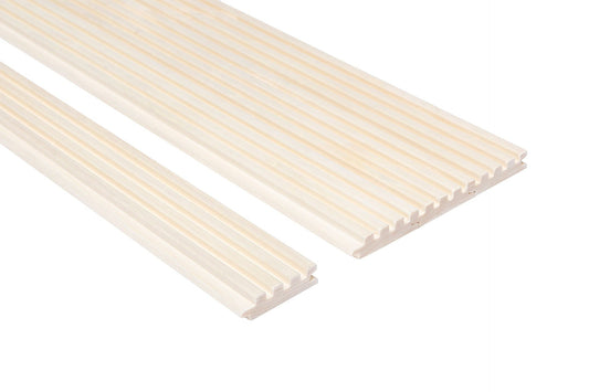 Painel de Sauna Kyte-s 15x60mm Álamo close-up.